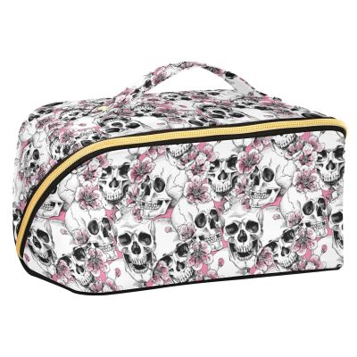 MNSRUU Makeup Organizer Bag, Travel Makeup Bags, Pink Floral Cosmetic Case, Large Capacity, Scratch Resistant, Lightweight
