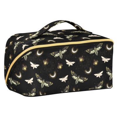Makeup Organizer Bag, Death Moth Butterfly Travel Makeup Bags Makeup Vanity Case Large Capacity Rhombus Cosmetic Toiletry Bag for Girl Women Ladies