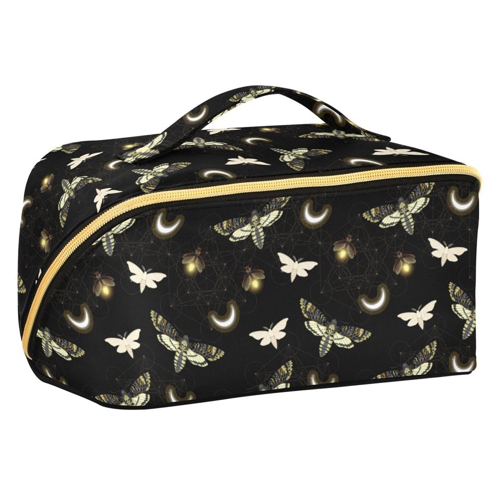 Makeup Organizer Bag, Death Moth Butterfly Travel Makeup Bags Makeup Vanity Case Large Capacity Rhombus Cosmetic Toiletry Bag for Girl Women Ladies
