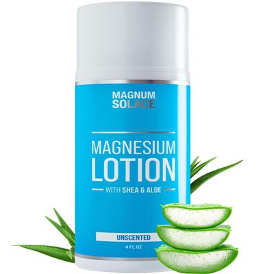Magnesium Lotion  Super Concentrated  Made with Aloe and Shea  For Leg Cramps, Sore Muscles & Joints, Rejuvenation  Safe for Kids, Made in the USA (Unscented)