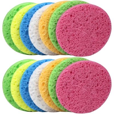 KALLORY 25pcs Compressed Facial Sponges, Round Makeup Removal Sponges Cellulose for Face Cleansing