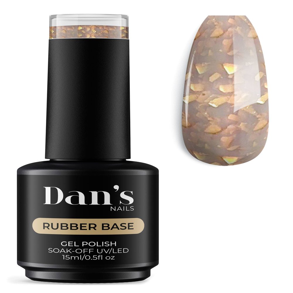 Dan's Nails Rubber Base Gel Polish Coat (Mocha Flakes)