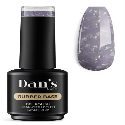 Dan's Nails 15ml Lavender Purple Color with Silver Flakes Rubber Base Gel Coat | Easy Soak Off, UV/LED Lac System for Professional Salon Manicure