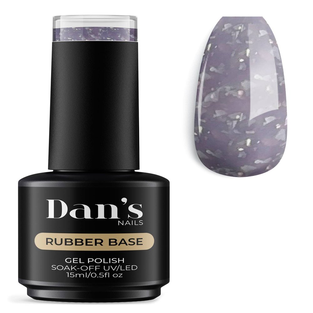Dan's Nails 15ml Lavender Purple Color with Silver Flakes Rubber Base Gel Coat | Easy Soak Off, UV/LED Lac System for Professional Salon Manicure