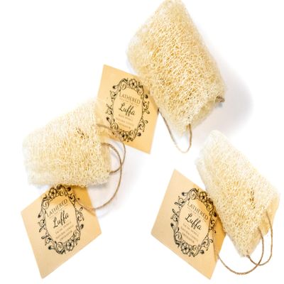 3 Pack Natural Soft Luffa Sponge for Body & Face, Lightly Exfoliating Bath & Shower Loofah by Lathered Artisan (3pk Body Luffa)