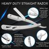 Straight Razor, Complete Straight Razors for Men Kit with 50 Single Blade Razors for Men and Scissors, Barber Supplies, Straight Edge Razor, Professional Barber Razor Blade (Silver) view 2