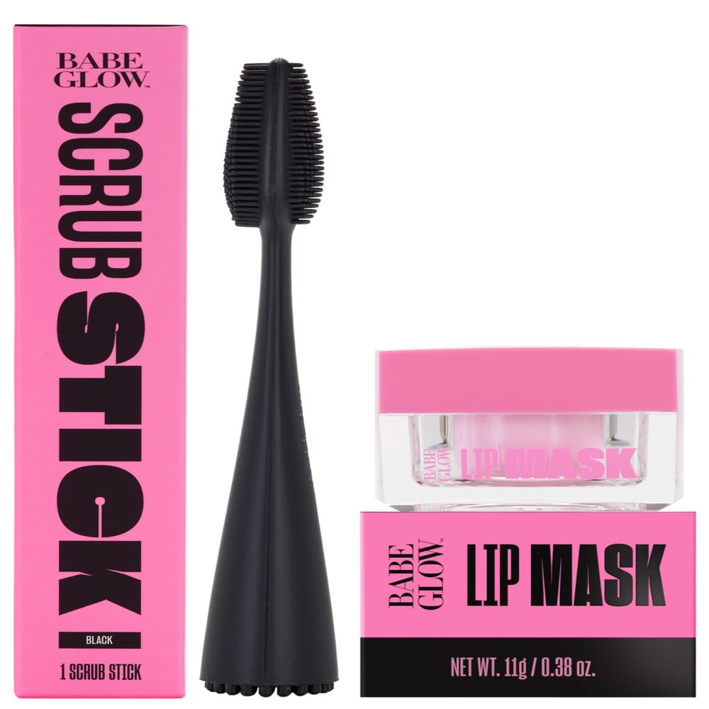 Babe Original Glow Lip Mask for Hydrated & Softer Lips With Scrub Stick for Massaging & Exfoliating Lips