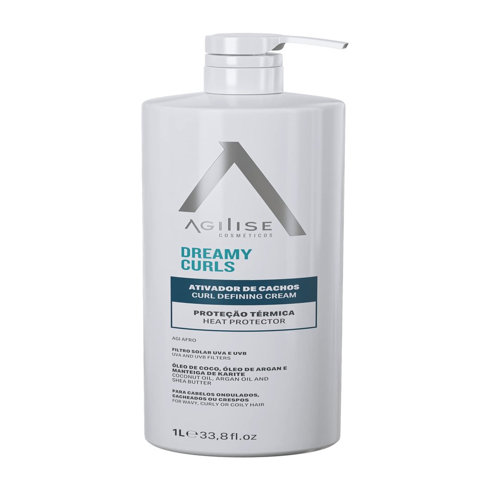 agilise - Dreamy Curls Defining Cream - Curl Modeling Creams for Wavy and Coily Hair Care, Styling Product - VEGAN, Argan & Coconut Oil, Shea Butter - 33.8fl.oz/1L