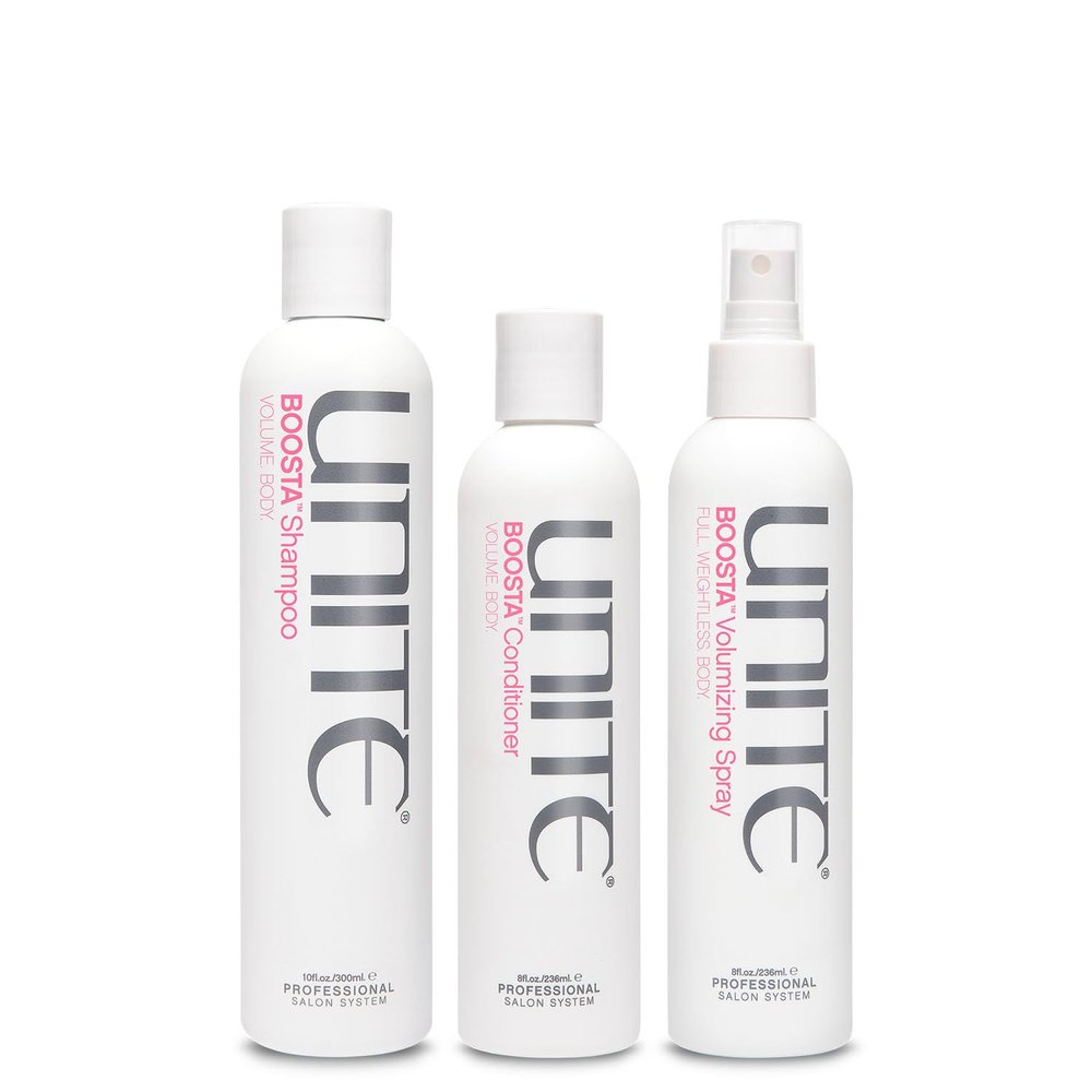 UNITE Hair BOOSTA Shampoo, Conditioner & Volumizing Spray Lift, Body, Fine Hair, 10oz, 8oz, 8oz