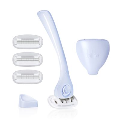 Billie Shaving Kit for Women - 5-Blade Razor + 4 Refills + Magnetic Holder + Travel Case - Cool Blue