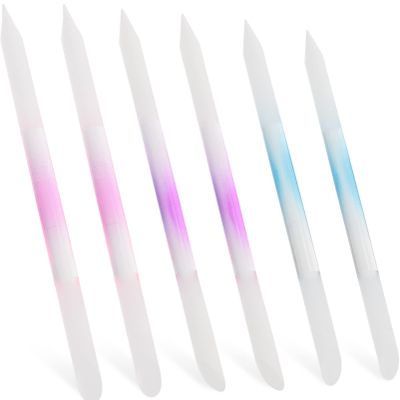 FOMIYES 6pcs Colorful Cylinder Glass Nail Files Professional Manicure Tools for Nail Polishing and Repair and Elegant Design for-Home Care