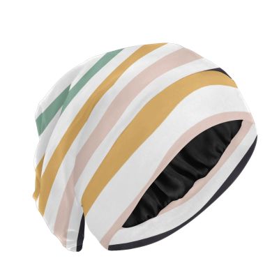Bonnet Sleep Cap Hair Wrap Cover for Sleeping Satin Lined Head Wrap Nurse Cap Night Cap Slouchy Beanie for Men Women Stripe