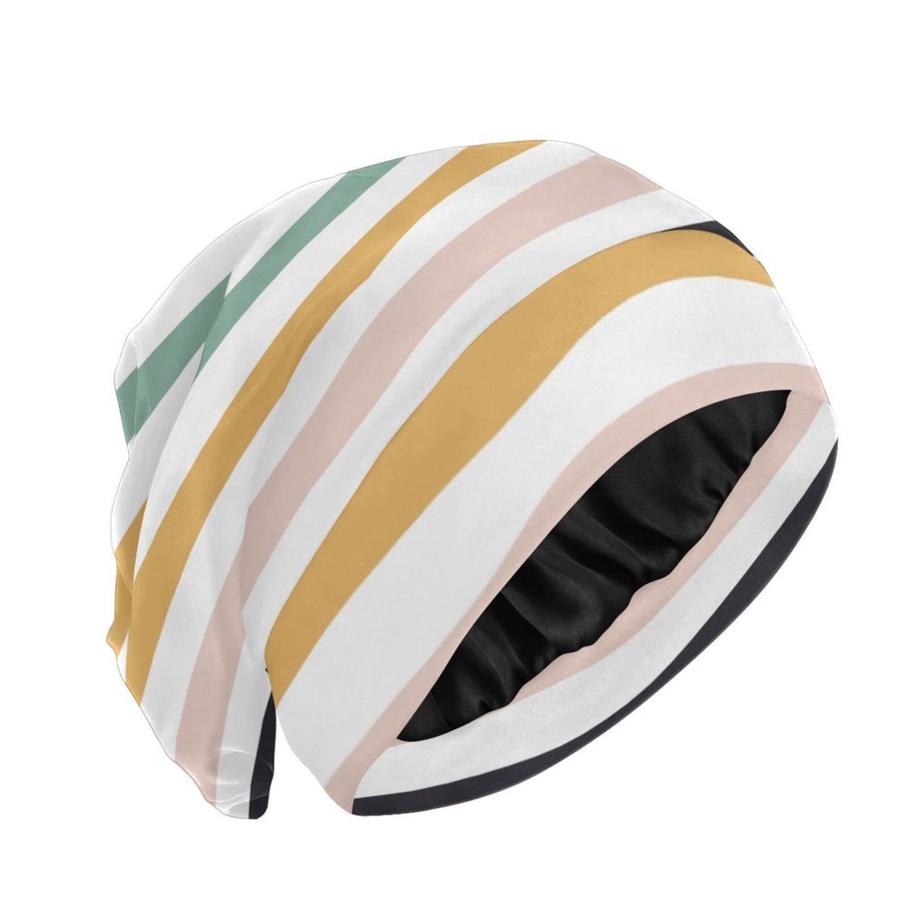 Bonnet Sleep Cap Hair Wrap Cover for Sleeping Satin Lined Head Wrap Nurse Cap Night Cap Slouchy Beanie for Men Women Stripe