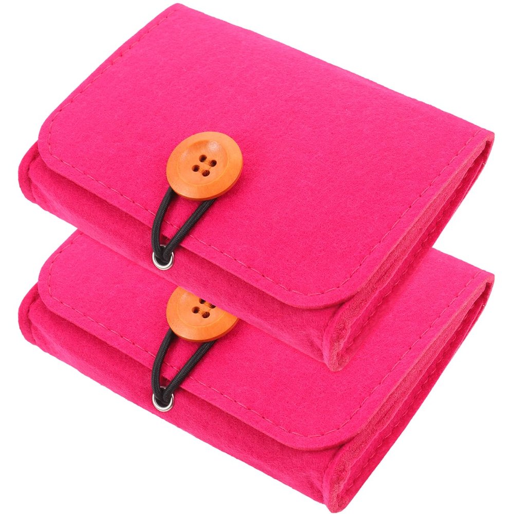 FOMIYES 2pcs Essential Oil Storage Bag Felt Necessity Travel Pouch Shockproof Lightweight Portable Cosmetic Organizer for Travel Rose Red