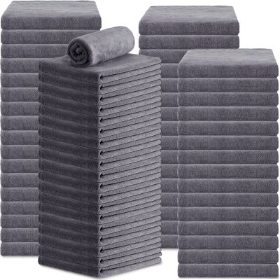 Newwiee 72 Pack Microfiber Bleach Proof Towels Bulk for Salon 18 x 30 Inch Dry Lint Free Hair Drying Hand Towels for Hair, Gym, Bath, Spa, Shaving, Barber(Grey)