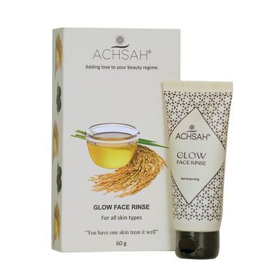 ACHSAH Glow Face Wash/Rinse Reduces Hyperpigmentation and Acne| Vitamin C Acai Berries | Fight Sun All Skin Types, Naturals Bright Complete 60gm/2.1 Oz