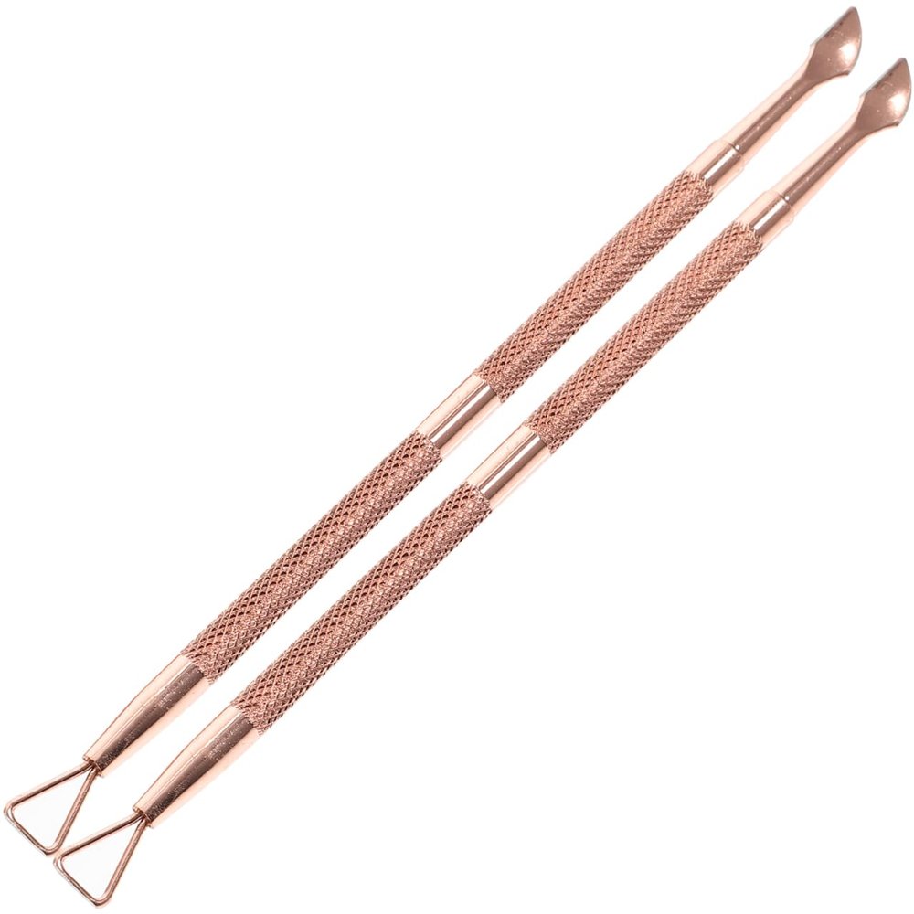 Beavorty Rose Gold Metal Cuticle Pusher 2-Piece Nail Art Tool Kit Stainless Steel Cuticle Trimmer for Hand and Foot Care 5.3 Inch