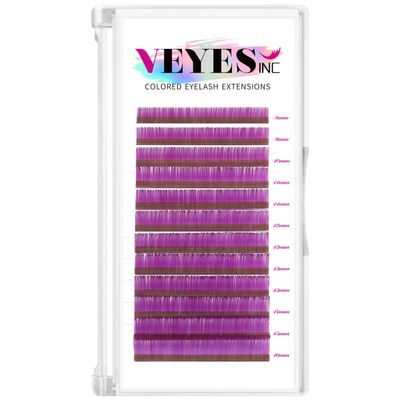 VEYES INC Colored Lash Extensions 03 05 07 15 C/D Curl 8-16mm Mixed Length Tray, Premium Individual Silk Eyelashes, Professional Supplies for Lash Techs (Purple 0.07 C 8-16mm)