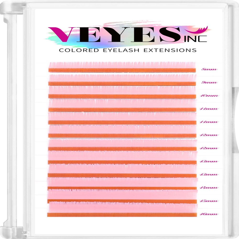 VEYES INC Colored Lash Extensions 03 05 07 15 C/D Curl 8-16mm Mixed Length Tray, Premium Individual Silk Eyelashes, Professional Supplies for Lash Techs (Pink 0.07 C 8-16mm)
