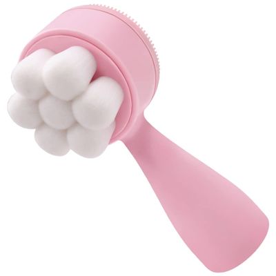 FOMIYES Ergonomic Handle Face Brush Double-Sided Silicone Scrubber for Deep Cleaning
