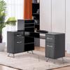 BarberPub L-Shaped Manicure Table with Drawers and Shelves for Storage, Salon Corner Nail Desk, Makeup Dressing Station 2866 (Black) view 2