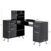 BarberPub L-Shaped Manicure Table with Drawers and Shelves for Storage, Salon Corner Nail Desk, Makeup Dressing Station 2866 (Black) view 3