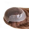 AIRAO Q6 Swiss Lace PU Thin Skin Back Sides Women Toupee with Human Hair Piece System Size 7"9" Hair Length 14 Inch Brown 6# view 4