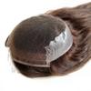 AIRAO Q6 Swiss Lace PU Thin Skin Back Sides Women Toupee with Human Hair Piece System Size 7"9" Hair Length 14 Inch Dark Browk 2# view 1