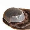AIRAO Q6 Swiss Lace PU Thin Skin Back Sides Women Toupee with Human Hair Piece System Size 7"9" Hair Length 14 Inch Dark Browk 2# view 4