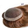 AIRAO Swiss Lace PU Thin Skin Around Men Toupee with Human Hair Piece System Size 7"9" Hair Length 14 Inch Brown 4# view 4