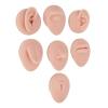 Soft Silicone Flexible Model Body Part, Silicone Nose Tongue Mouth Eye Navel Ear Model Fake Ear with 2 Base for Piercing Practice Acupuncture and Jewelry Display Teaching Tool (Medium Fleshcolor) view 4