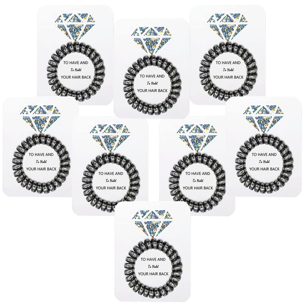 Banugo Spiral Hair Ties, Bachelorette Party Favors, Maid of Honor & Bridesmaid Gifts (8Pcs, Black)