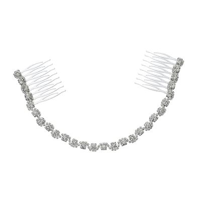 LALAFINA Crystal Hair Comb Silver Stylish Hair Adornment for Wedding Prom Party Rhinestone Accessories for Women 10.2 Inch Elegant Plug Comb