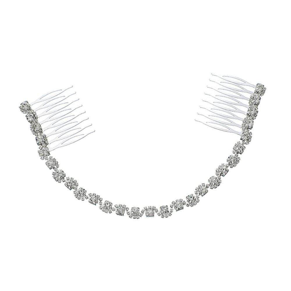 LALAFINA Crystal Hair Comb Silver Stylish Hair Adornment for Wedding Prom Party Rhinestone Accessories for Women 10.2 Inch Elegant Plug Comb