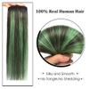 18" Clip in Hair Extensions Remy Human Hair Teal Balayage for Women - Silky Straight 100% Real Human Hair 60grams 4pieces #(1B/Teal) T1B Color view 3