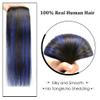 18" Clip in Hair Extensions Remy Human Hair Blue Balayage for Women - Silky Straight 100% Real Human Hair 60grams 4pieces #(1B/Blue) T1B Color view 3