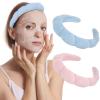 AMCAMI 2PCS Mimi and Co Spa Headband for Women Sponge Headbands for Girls Terry Towel Cloth Fabric Head Band for Face Washing, Skincare, Makeup Removal, Shower, Hair Accessories (Pink&Blue) view 1