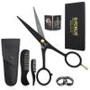 5" Professional Beard and Mustache Scissors, Black Color Beard Scissors Come with 1 Beard Comb, 1 Mustache Comb, 2 Stickers and Durable Pouch. Grooming Scissor for All Facial Hair Scissors (Black) view 1