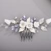 Chargances Wedding Purple Rhinestone Hair Comb Bridal White Flower Leaf Hair Side Comb Silver Crystal Handmade Headpiece Hair Accessories for Women (Lavender) view 2