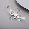 Chargances Wedding Purple Rhinestone Hair Comb Bridal White Flower Leaf Hair Side Comb Silver Crystal Handmade Headpiece Hair Accessories for Women (Lavender) view 4