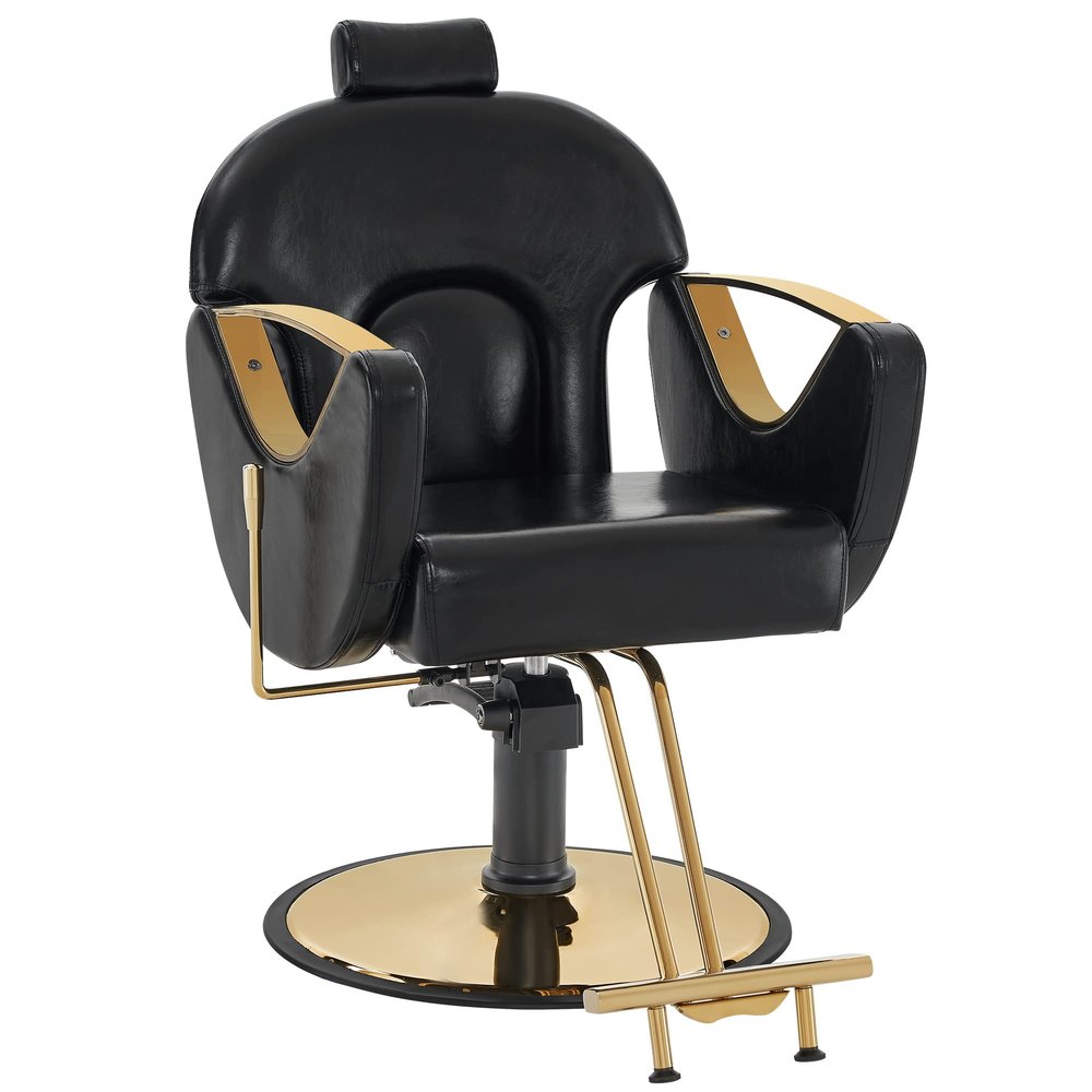 BarberPub Luxurious Classic Barber Chair Hydraulic Pump Recline Beauty Spa Styling Salon for Hair Stylist Equipment 9578(Black)