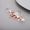 Chargances Wedding White Flower Hair Comb Bridal Rhinestone Leaf Crystal Hair Side Comb Rose Gold Handmade Headpiece Hair Accessories for Women and Girls (Rose Gold) view 2