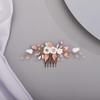 Chargances Wedding White Flower Hair Comb Bridal Rhinestone Leaf Crystal Hair Side Comb Rose Gold Handmade Headpiece Hair Accessories for Women and Girls (Rose Gold) view 4