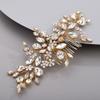 Chargances Wedding Rhinestone Teardrop Flower Hair Comb Bridal Gold Crystal Hair Side Comb Fashion Handmade Headpiece Hair Accessories for Bridal Bridesmaid Women (Gold) view 3