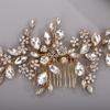 Chargances Wedding Rhinestone Teardrop Flower Hair Comb Bridal Gold Crystal Hair Side Comb Fashion Handmade Headpiece Hair Accessories for Bridal Bridesmaid Women (Gold) view 4
