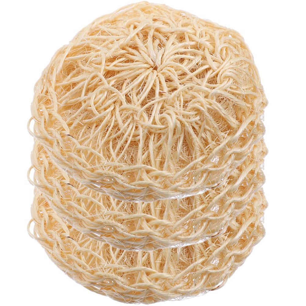 minkissy 3pcs Sisal Bath Scrubbers for Exfoliating Skin Comfortable Shower for Body Cleaning for Daily Use and Travel