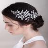Chargances Wedding Rhinestone Teardrop Flower Hair Comb Bridal Silver Crystal Hair Side Comb Fashion Handmade Headpiece Hair Accessories for Bridal Bridesmaid Women (Silver) view 3