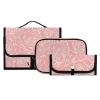 susiyo Pink Bright Line Roses Toiletry Bag Set of 3 Portable Travel Cosmetic Case Makeup Brush Organizer for Women and Girls view 1