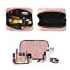 susiyo Pink Bright Line Roses Toiletry Bag Set of 3 Portable Travel Cosmetic Case Makeup Brush Organizer for Women and Girls view 4