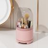 LtyTz Cute Makeup Brush Holder Organizer with Lid, Rotating Dustproof Make Up Brushes Container with Clear Acrylic Cover for Vanity Desktop Bathroom Countertop view 1